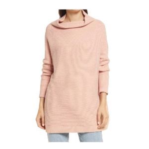 Free People Ribbed Tunic Sweater Dusty Pink Small NWT (Note)